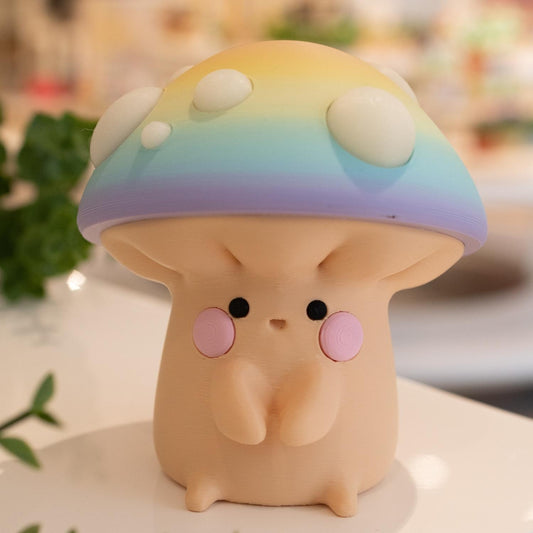 Boîte de rangement champignon kawaii arc-en-ciel. Champignon imprimé en 3D, range-câble, phosphorescent.