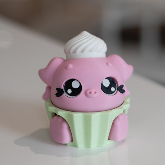 Clicker fidget TDAH cupcake 3D cochon kawaii imprimé en 3D à Cognac