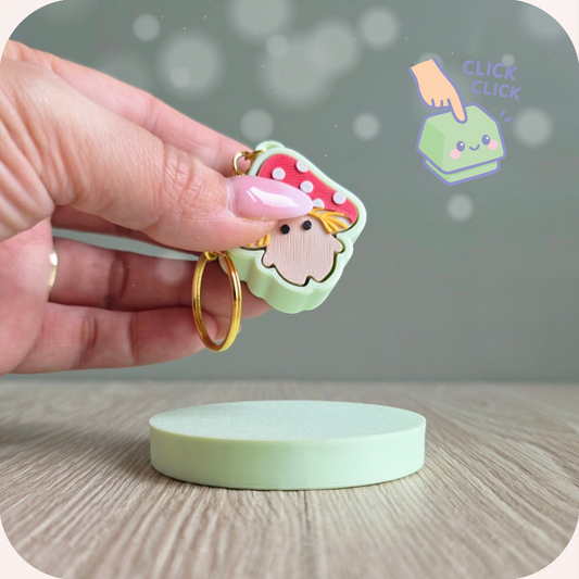 Clicker porte-clé anti-stress, champignon. Imprimé en 3D