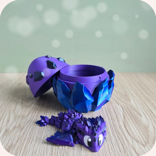 Figurine de dragon 3D Cristal et son oeuf