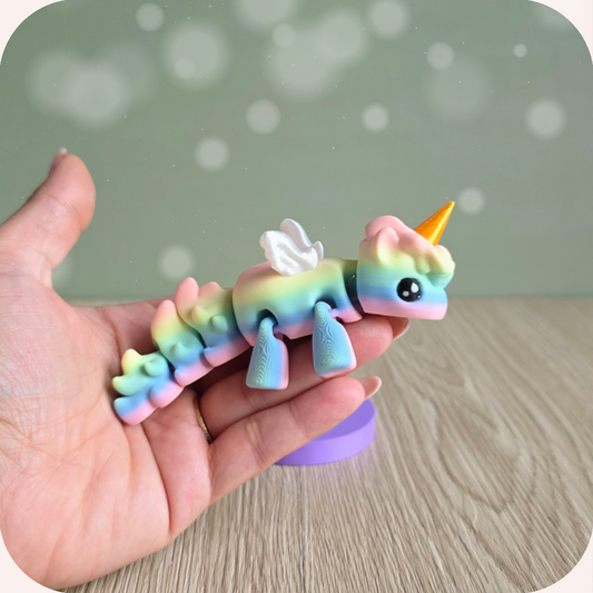 Figurine kawaii-licorne-arc-en-ciel 3D