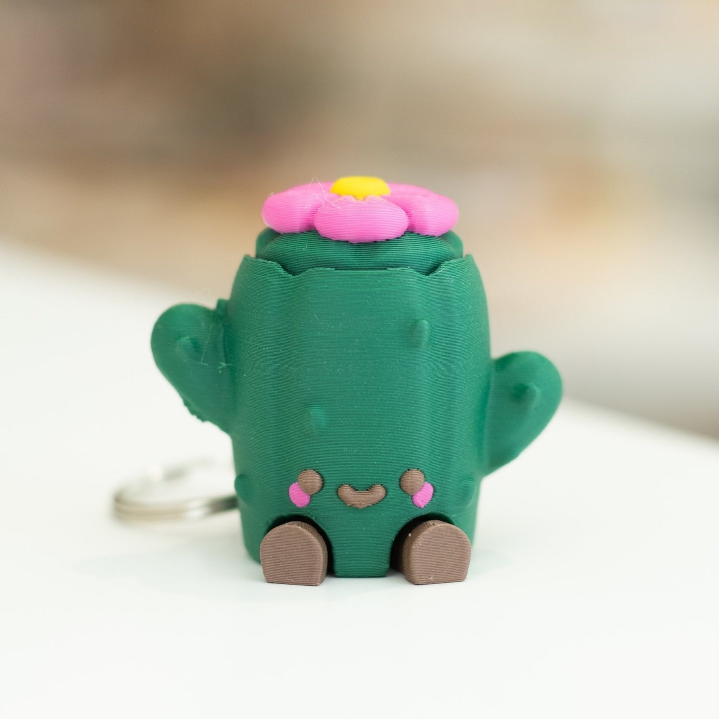 Porte-clé Cactus Kawaii 3D, clicker anti-stress