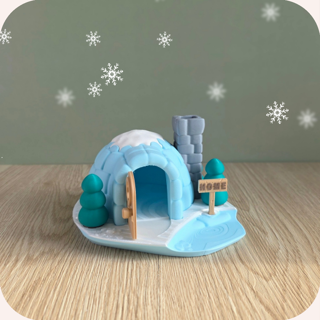 Famille Ours Polaire et son Igloo 🐻❄️❄️