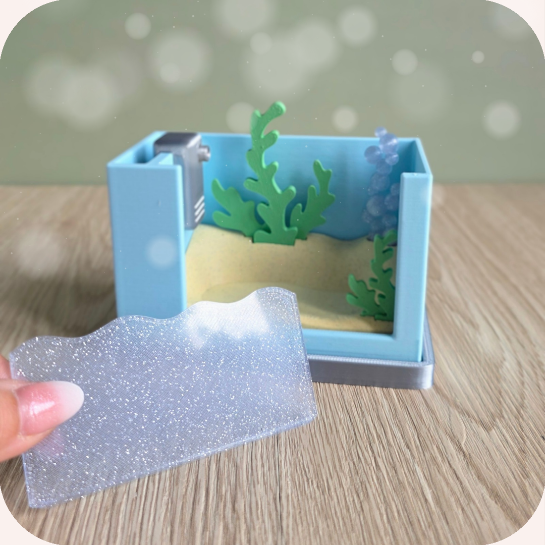 Aquarium avec axolotl articulé