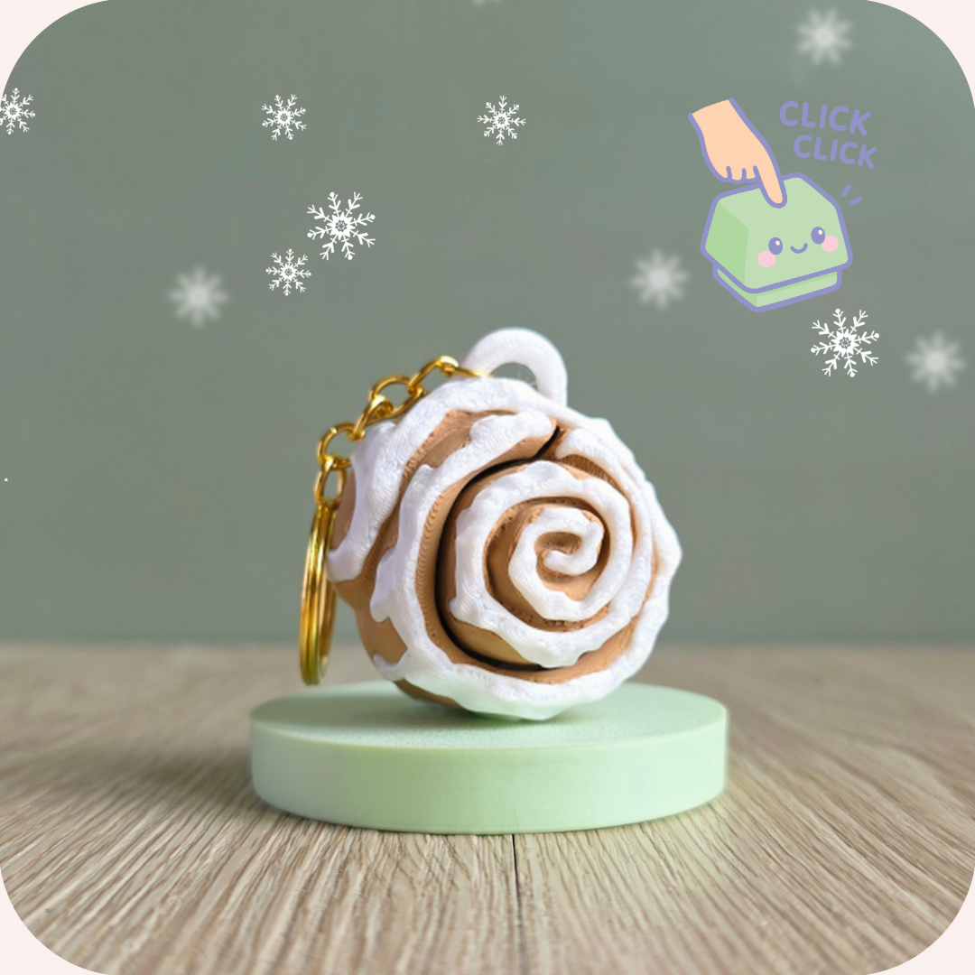 Porte-clés clicker - Cinnamon Roll | Fidget Ohana Dream 🎄
