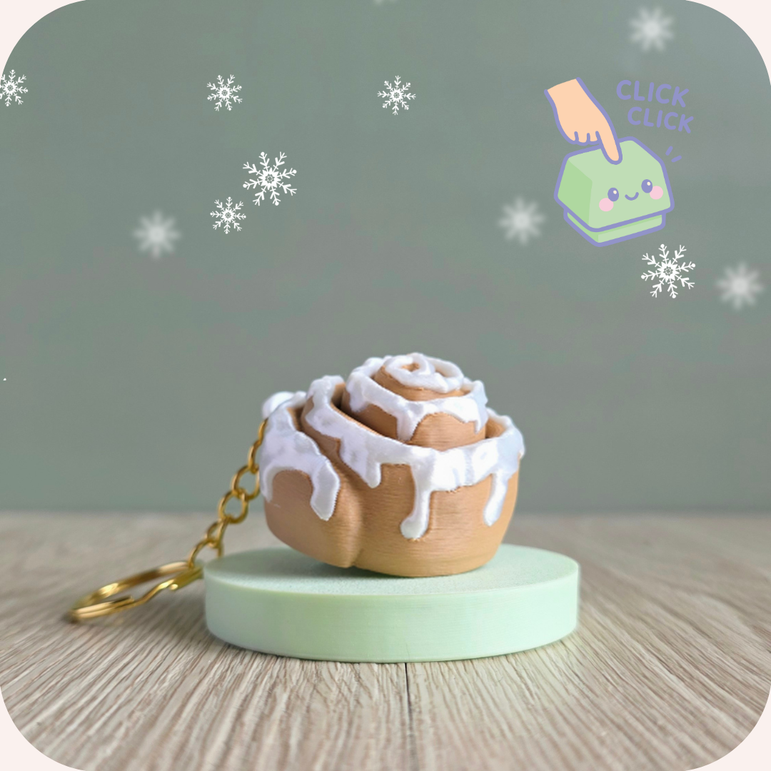 Porte-clés clicker - Cinnamon Roll | Fidget Ohana Dream 🎄