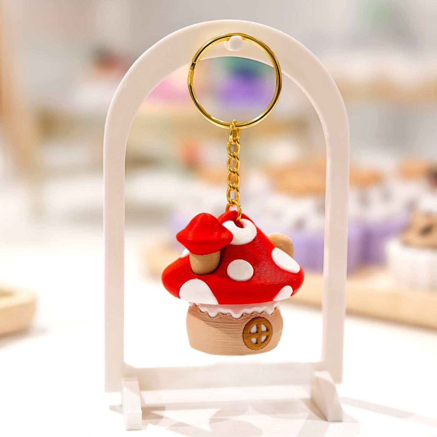 Porte-clé maison champignon kawaii clicker fidget anti-stress
