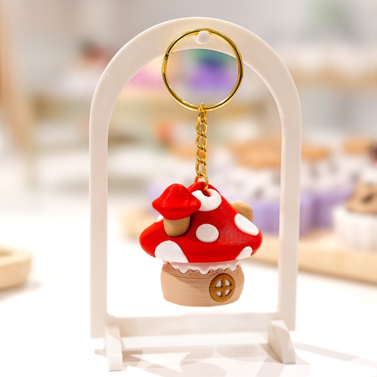 Porte-clé maison champignon kawaii clicker fidget anti-stress