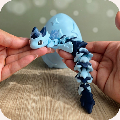 Bébé dragon figurine 3D articulée bleue
