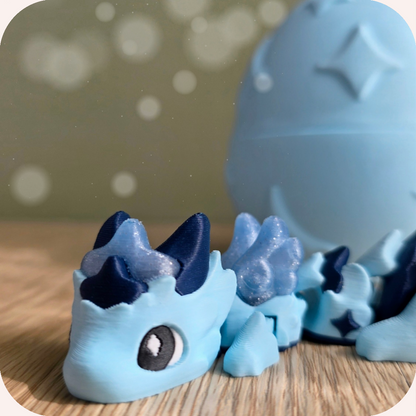 Bébé dragon figurine 3D kawaii bleue