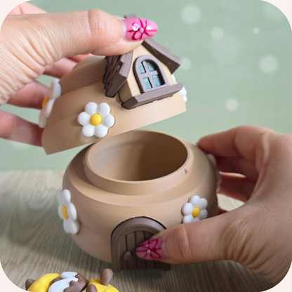 Boîte de décoration kawaii en forme de ruche. Imprimée artisanalement en 3D 