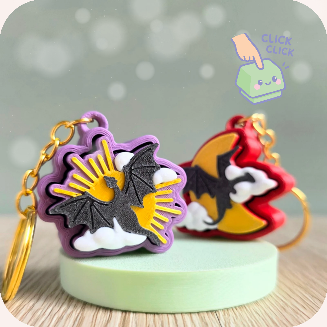 Clicker fidget anti-stress dragons. Imprimés en 3D