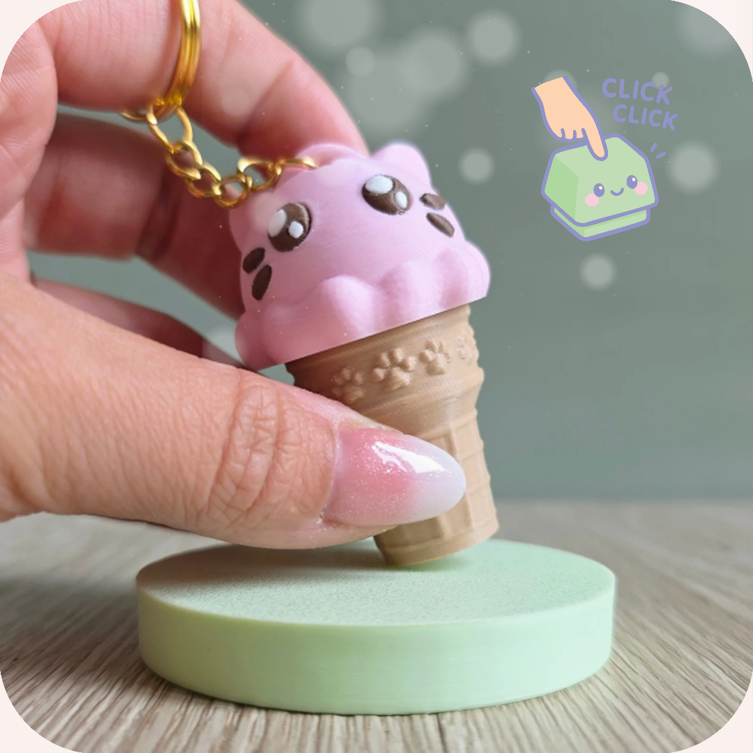 Clicker fidget anti-stress cornet de glace. Imprimé en 3D