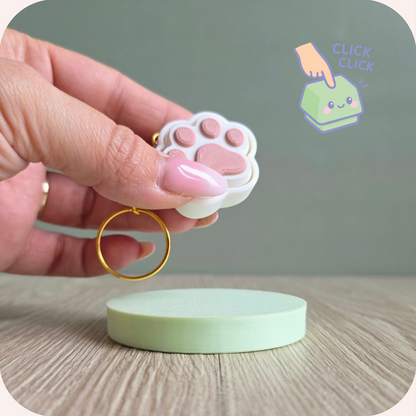 Clicker porte-clé anti-stress, patte de chat blanche. Imprimé en 3D