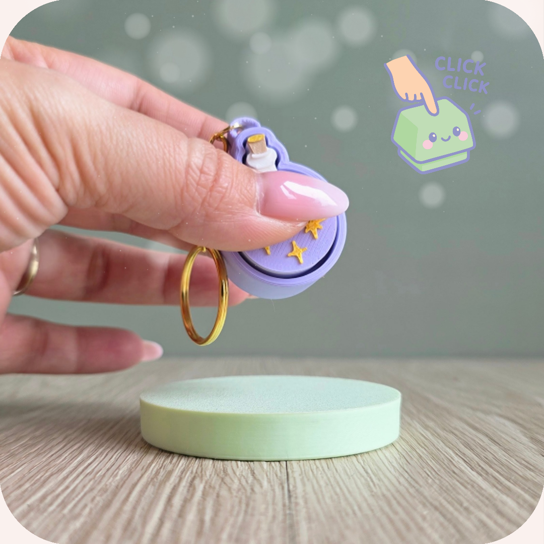 Clicker porte-clé anti-stress, potion magique. Imprimé en 3D