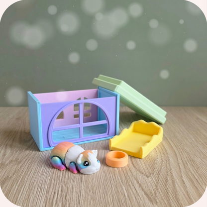 Cochon d'inde 3D et sa maisonnette