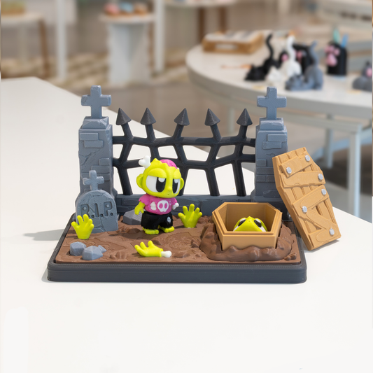 Diorama 3D "Le cimetière zombie" kawaii - Ohana Dream