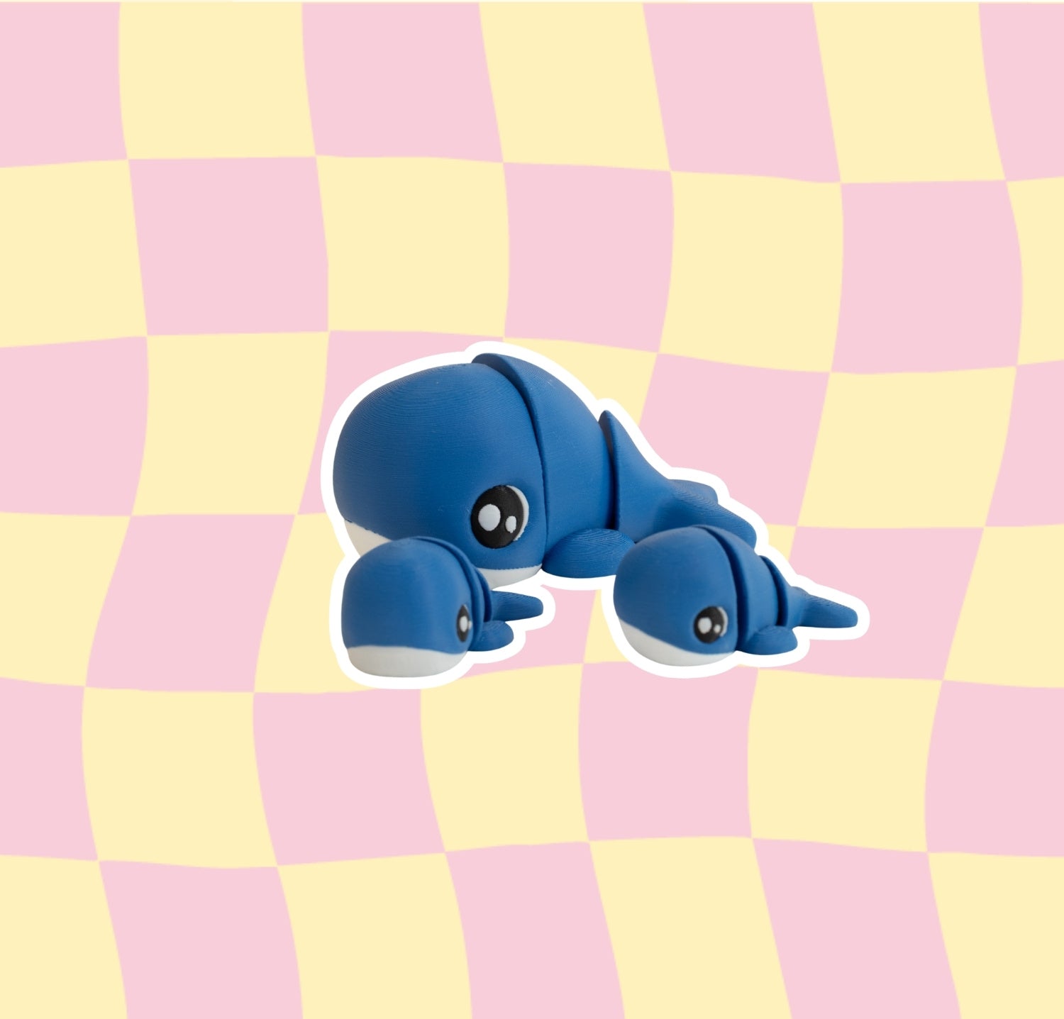 Famille baleines kawaii 3D