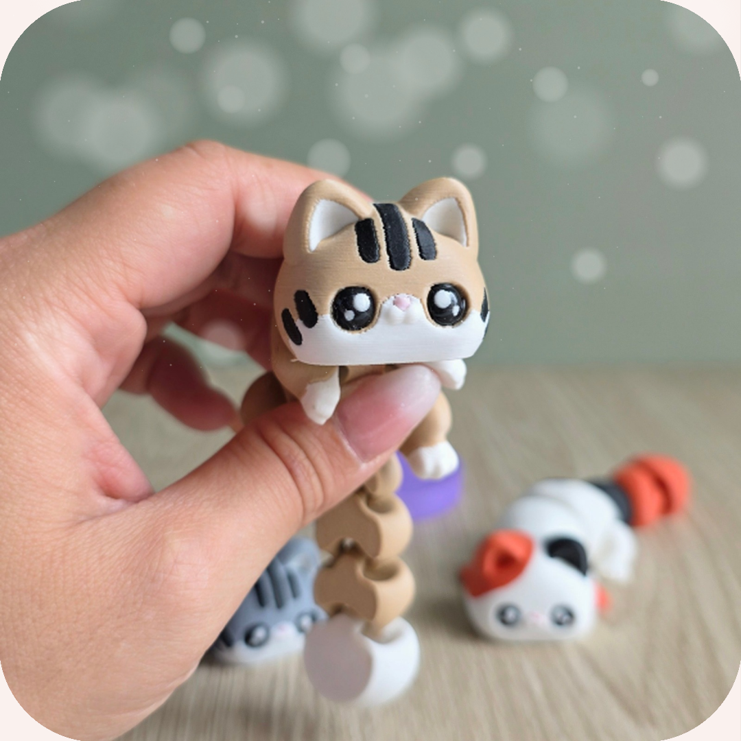 Figurine 3D chat mignon beige kawaii