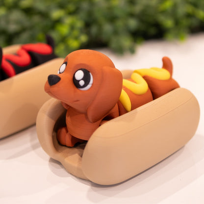 Figurine 3D chien hot dog mayo