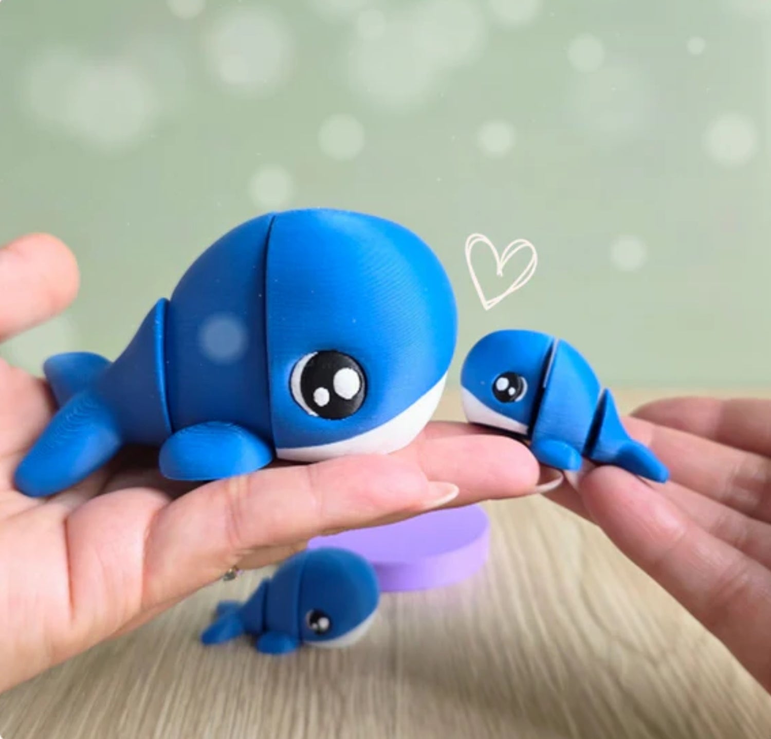 Figurine articulée 3D baleine kawaii