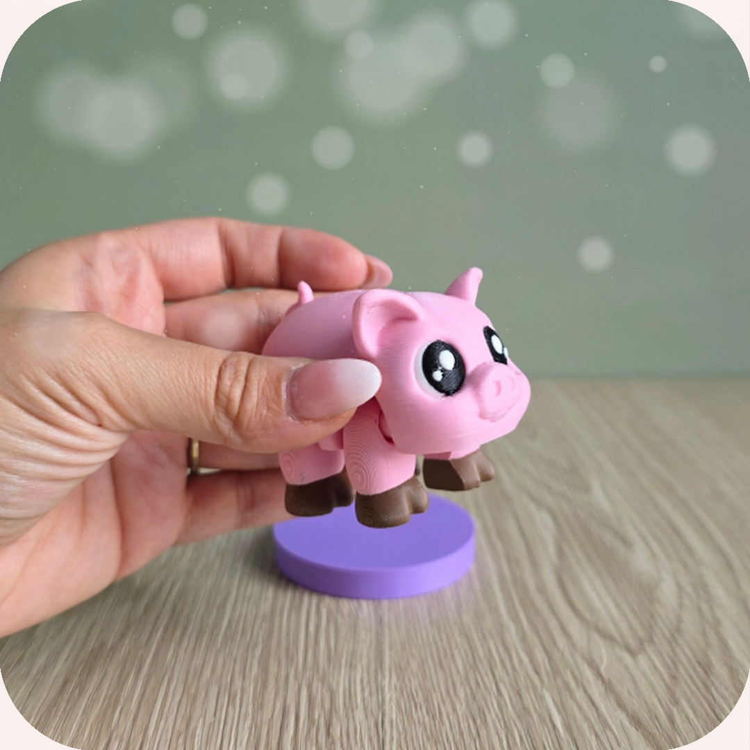 Figurine articulée cochon kawaii 3D