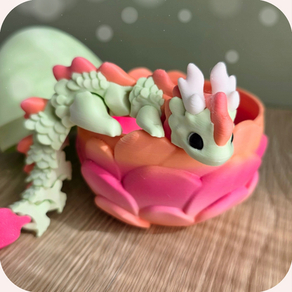 Figurine bébé dragon 3D et son oeuf