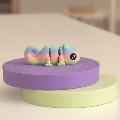 Figurine caméléon kawaii 3D, figurine miniature à collectionner fabriquée à Cognac. 