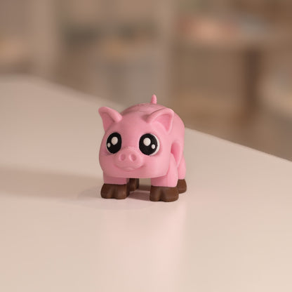 Figurine cochon kawaii. Modèle articulé imprimé en 3D à Cognac. 
