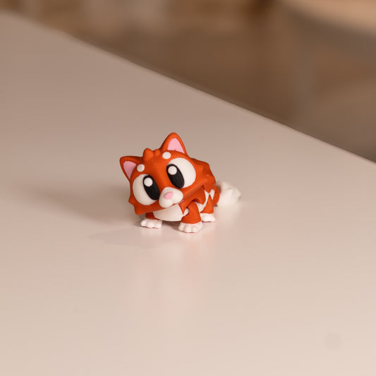 Figurine pour diorama 3D, chat roux kawaii imprimé à Cognac