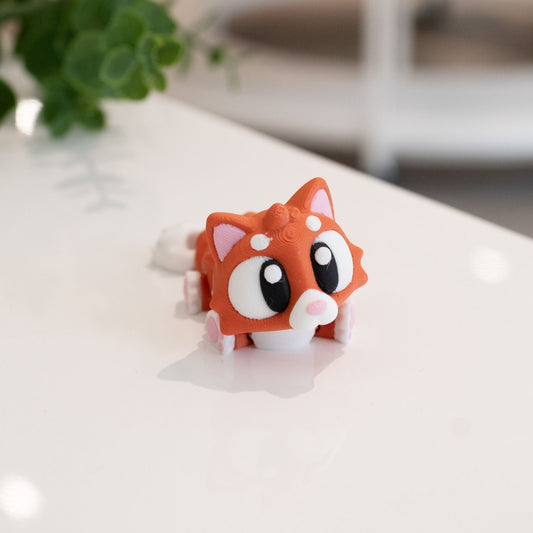 Figurine pour diorama kawaii, chat roux 3D imprimé à Cognac