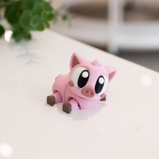 Figurine pour diorama kawaii, cochon 3D imprimé à Cognac