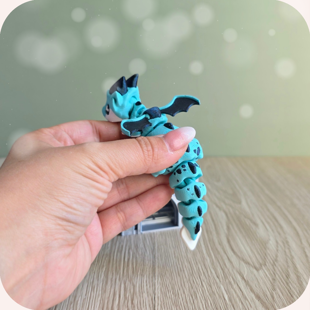 Figurine dragon 3D bleu articulé