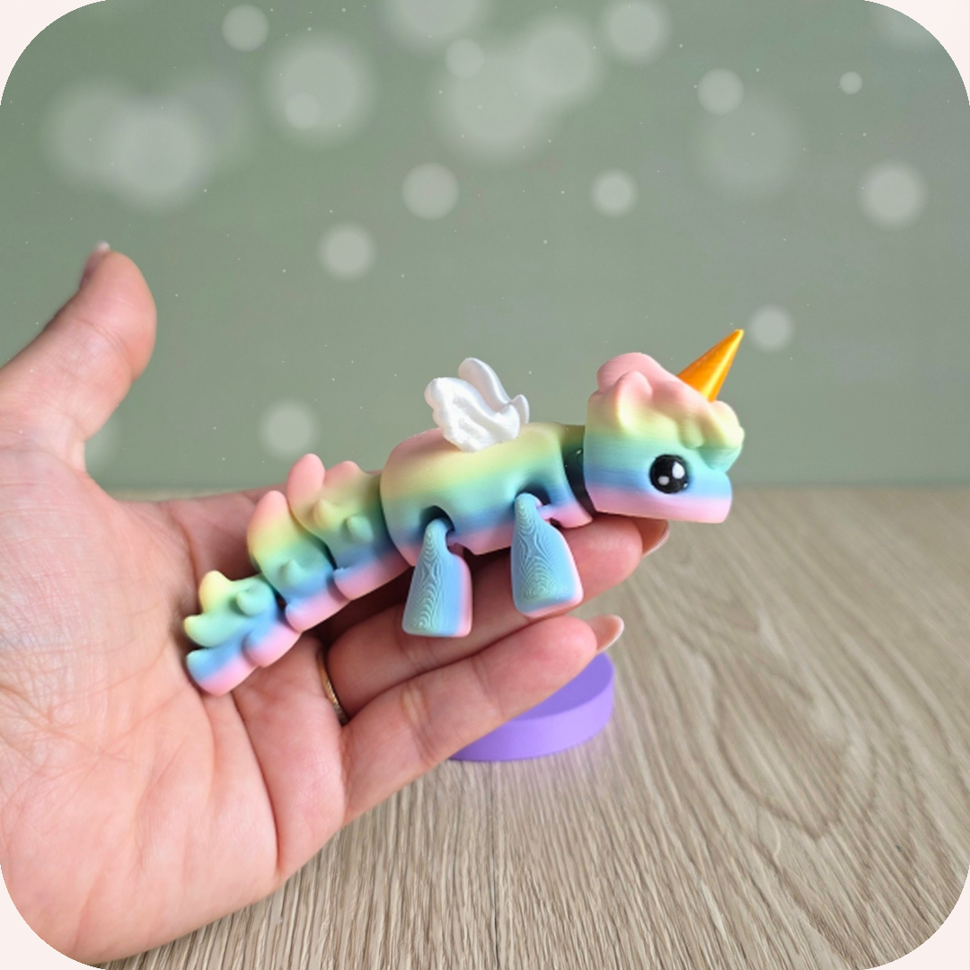Figurine kawaii-licorne-arc-en-ciel 3D