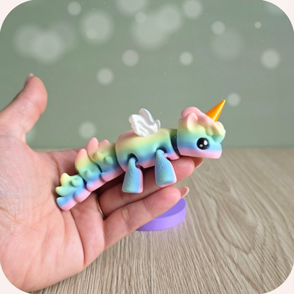 Figurine kawaii-licorne-arc-en-ciel 3D