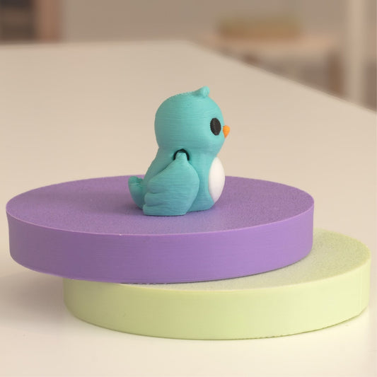 Figurine oiseau bleu kawaii 3D, figurine miniature à collectionner fabriquée à Cognac. 