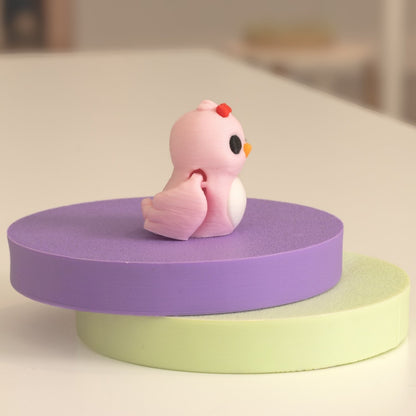 Figurine oiseau rose kawaii 3D, figurine miniature à collectionner fabriquée à Cognac. 
