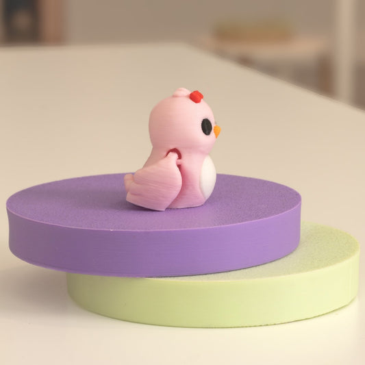 Figurine oiseau rose kawaii 3D, figurine miniature à collectionner fabriquée à Cognac. 