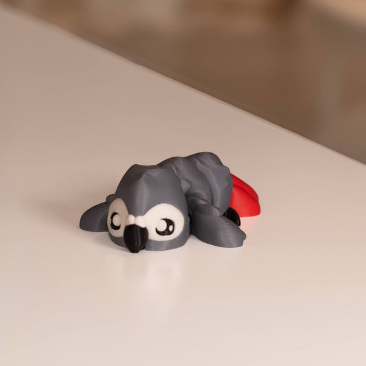Figurine Perroquet gris du Gabon kawaii 3D