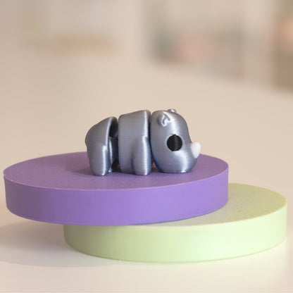 Figurine rhinocéros kawaii 3D, figurine miniature à collectionner fabriquée à Cognac. 