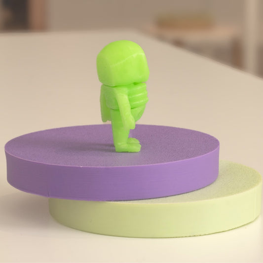 Figurine squelette vert kawaii 3D, figurine miniature à collectionner fabriquée à Cognac. 