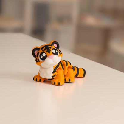 Figurine tigre kawaii 3D. Figurine articulée fabriquée à Cognac