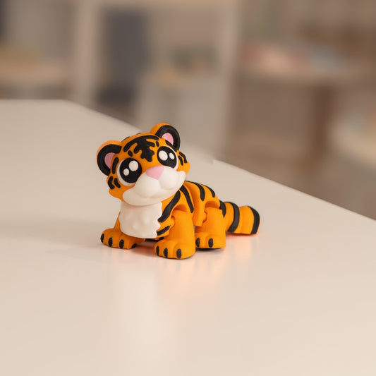Figurine tigre kawaii 3D. Figurine articulée fabriquée à Cognac