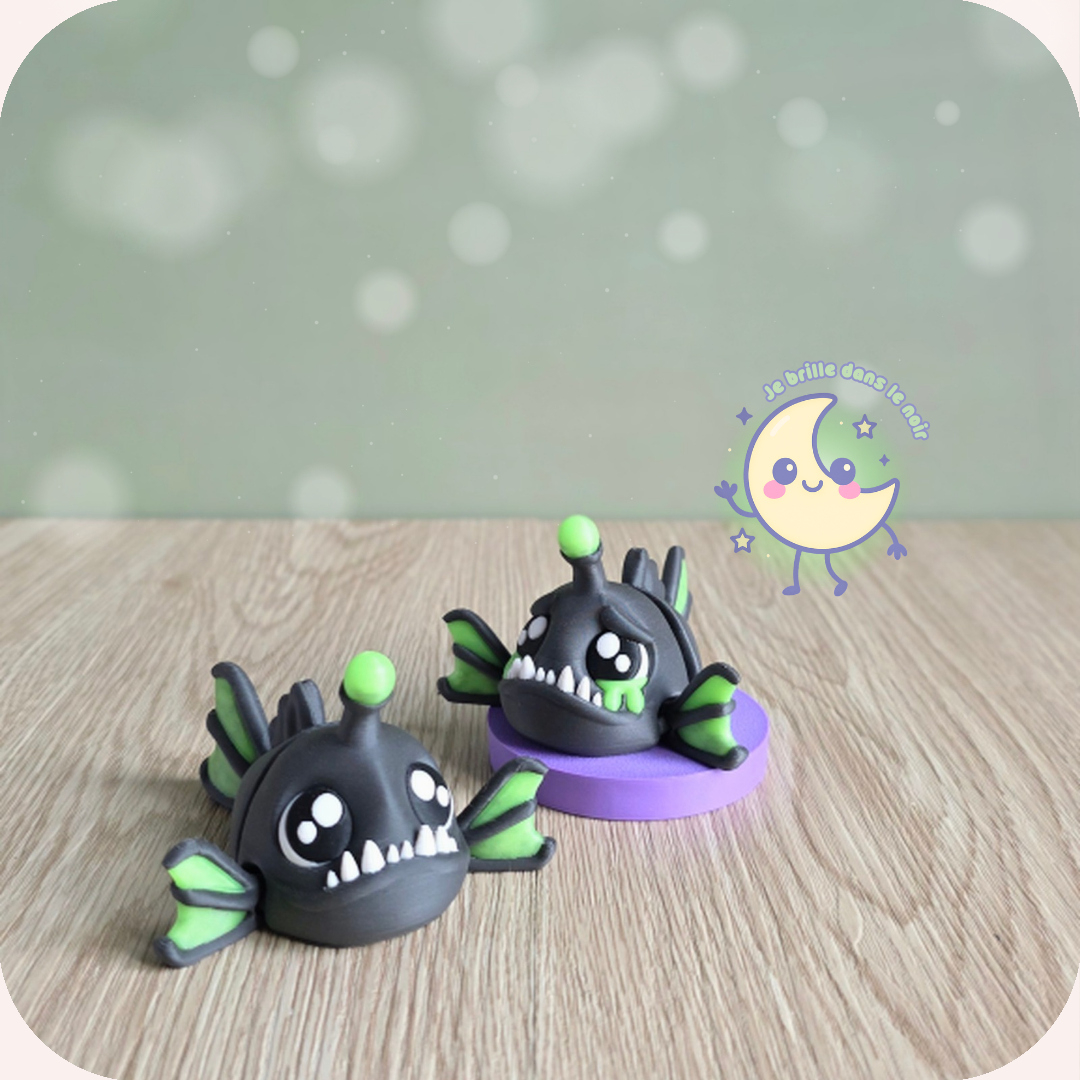 Figurines 3D phosphorescentes, poissons kawaii
