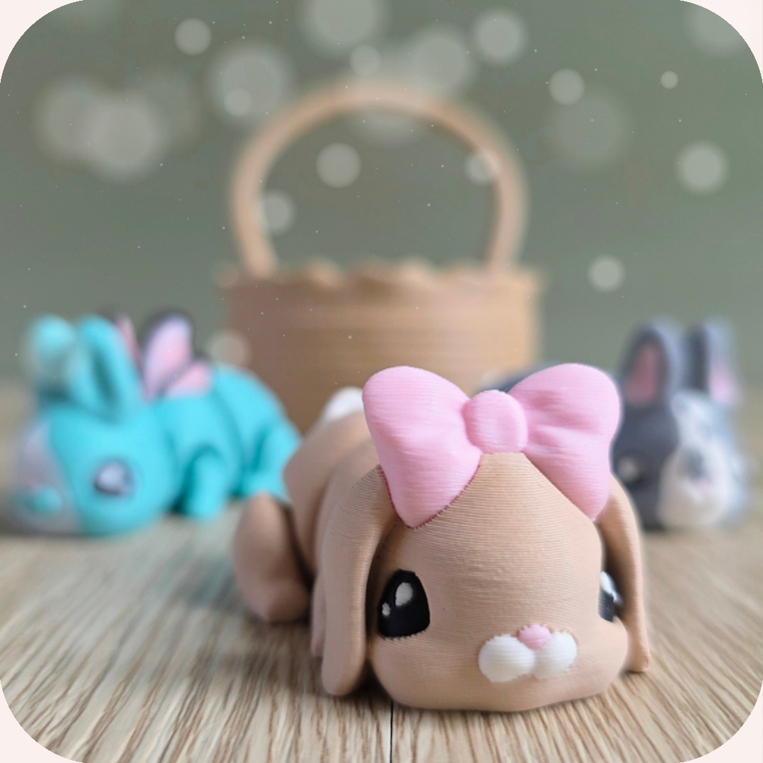 Figurine 3D lapin kawaii beige