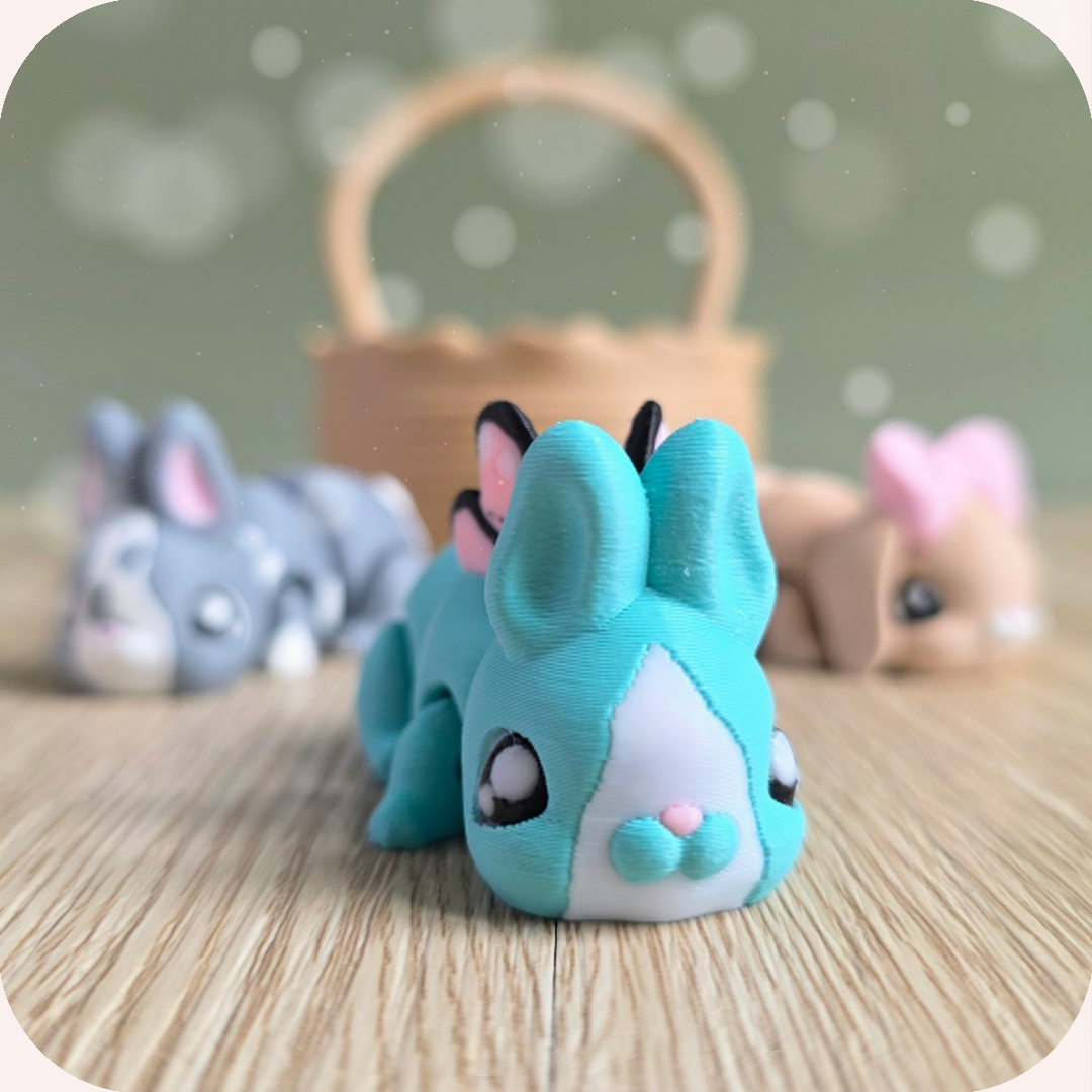 Figurine 3D lapin kawaii bleu