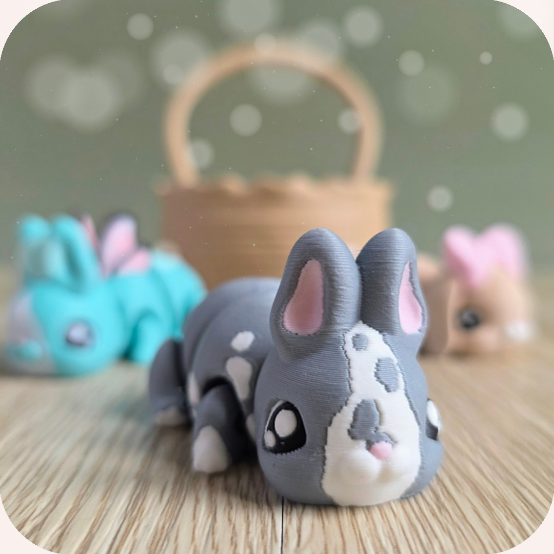 Figurine 3D lapin kawaii gris