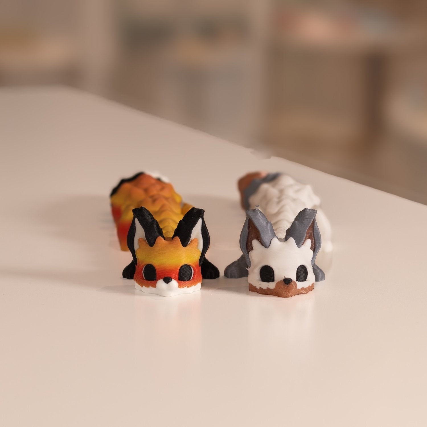 Figurines renard kawaii 3D. Figurine articulée imprimée à Cognac.