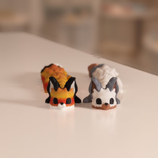 Figurines renard kawaii 3D. Figurine articulée imprimée à Cognac.