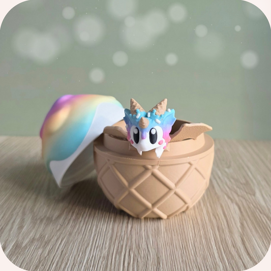 Figurine 3D dragon cornet de glace, figurine articulée dans son œuf